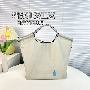 新款 chain刺绣环保购物袋尼龙防水帆布包女士手提单肩斜挎包 ball