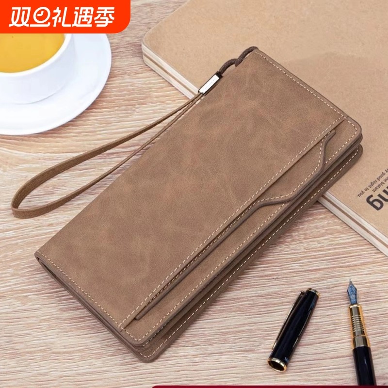 男士钱包2025新款手包复古疯马皮大容量卡包一体高级感多卡位钱夹