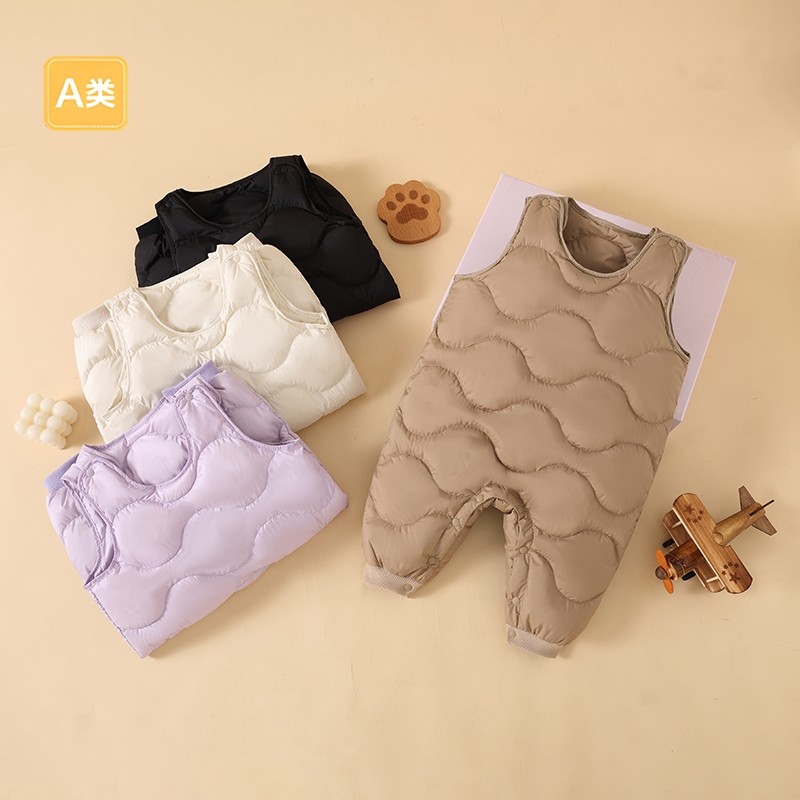 男童女童羽绒裤2025秋冬季新款宝宝保暖三防背带裤可开裆长裤开扣