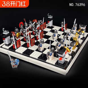 兼容乐高国际象棋中古世纪兵士兵战争人对战中古人仔儿童适用乐高