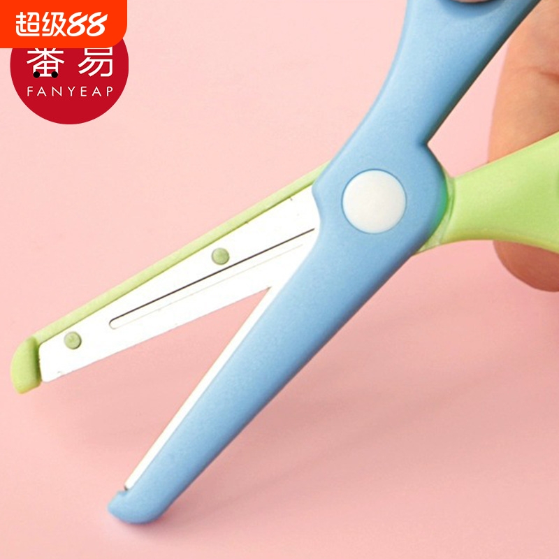 剪刀/儿童AB1sn0-便携裁纸学生简单家用手工工具剪纸圆头幼儿防