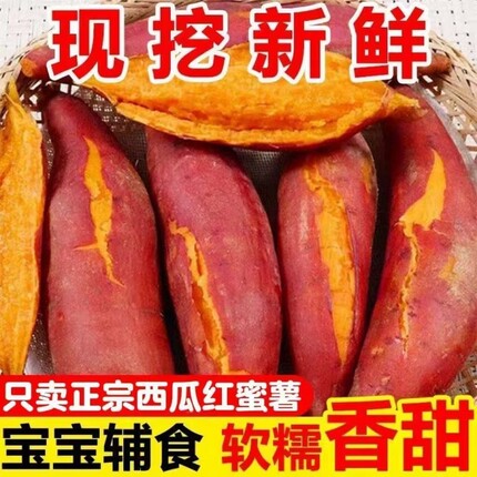 现挖新鲜农家西瓜红薯农家自种糖心小红薯软糯香甜红薯产地直销