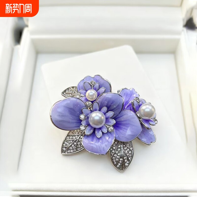 中国风牡丹花胸针高级感小众高档别针小香风轻奢优雅气质花卉胸花