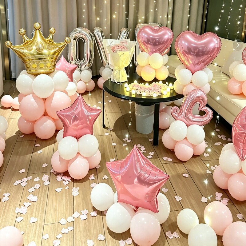 皇冠心形气球路引表白告白婚庆结婚婚房派对装饰生日布置拍照道具