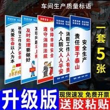 车间标识牌安全生产质量管理标语kt板警示贴纸仓库工厂区域上墙贴文明公司消防企业化宣传规章制度牌