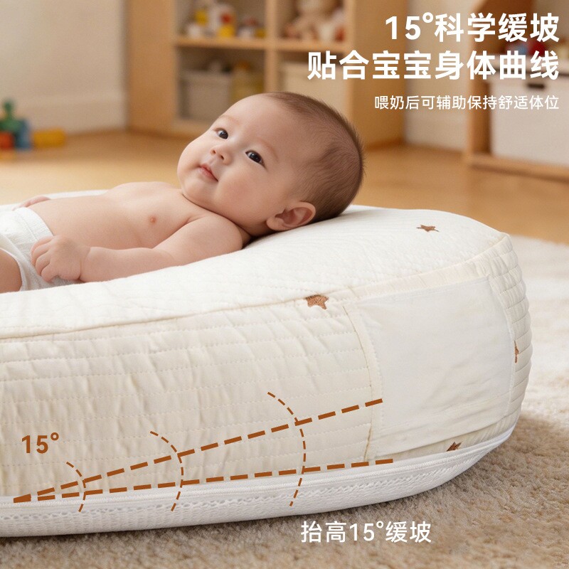婴儿躺喂枕哺乳枕缓解吐奶斜坡枕头床中床纯棉可拆洗喂奶孕妇枕