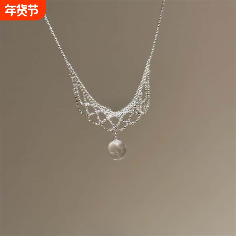 法式白色透明水滴蕾丝温柔小众项链气质时尚独特设计锁骨链颈链女