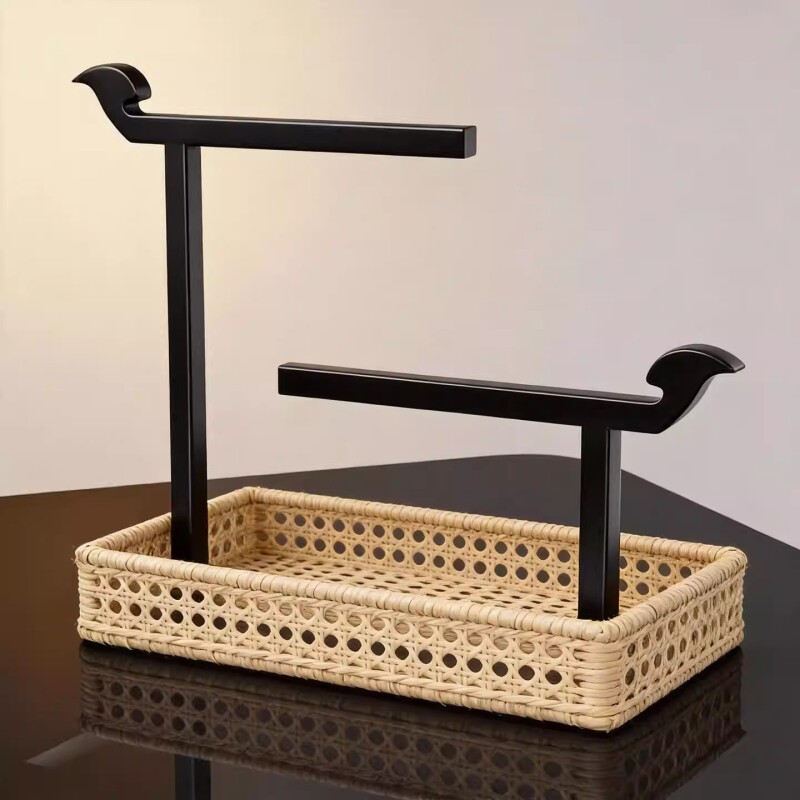 家用实木首饰架台面双杆大容量珠宝手镯架桌面开放轻奢高端展示架