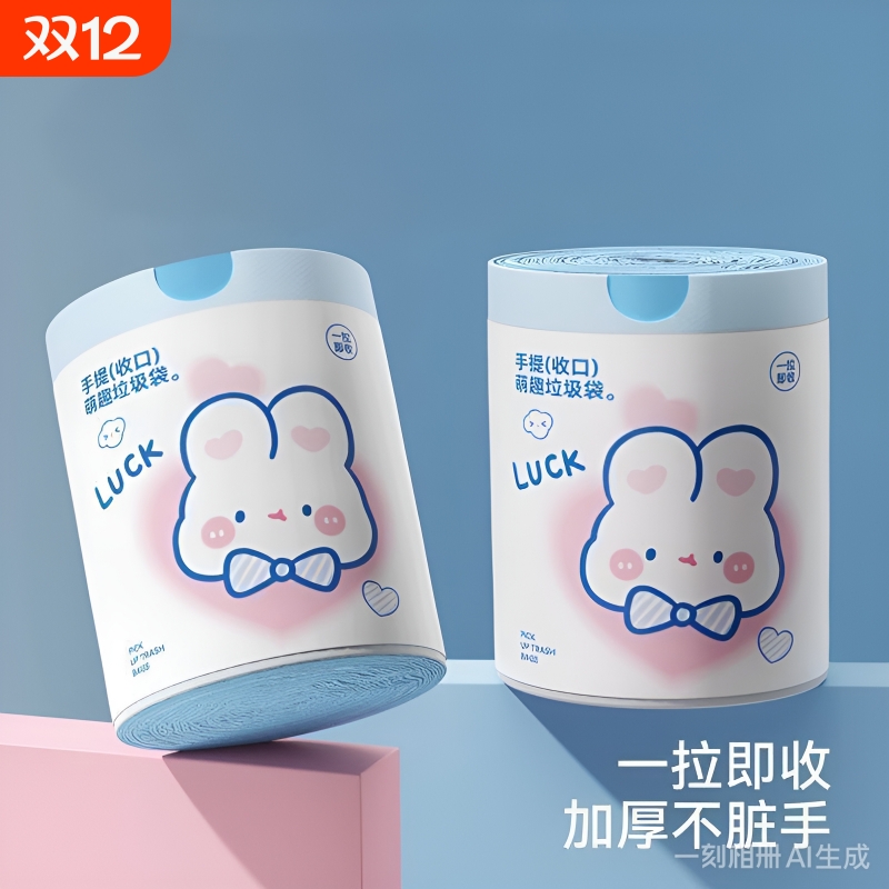 卡通加厚抽绳式抽绳款垃圾袋子家用印花卡通高颜值加大塑料袋家居