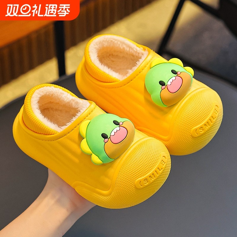 儿童棉拖鞋男童冬季室内包跟保暖女童防水防滑家居宝宝外穿棉鞋