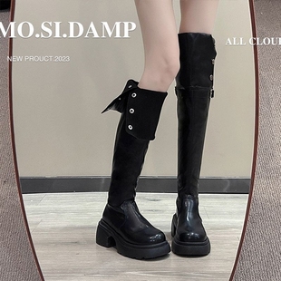 幂琳厚底粗跟过膝长靴子女2025新款 高筒靴两穿显瘦长筒靴骑 秋冬季