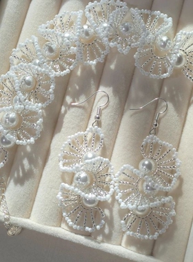 公主蕾丝手链耳坠法式项锁骨链串珠仙气精致小众设计感轻奢女
