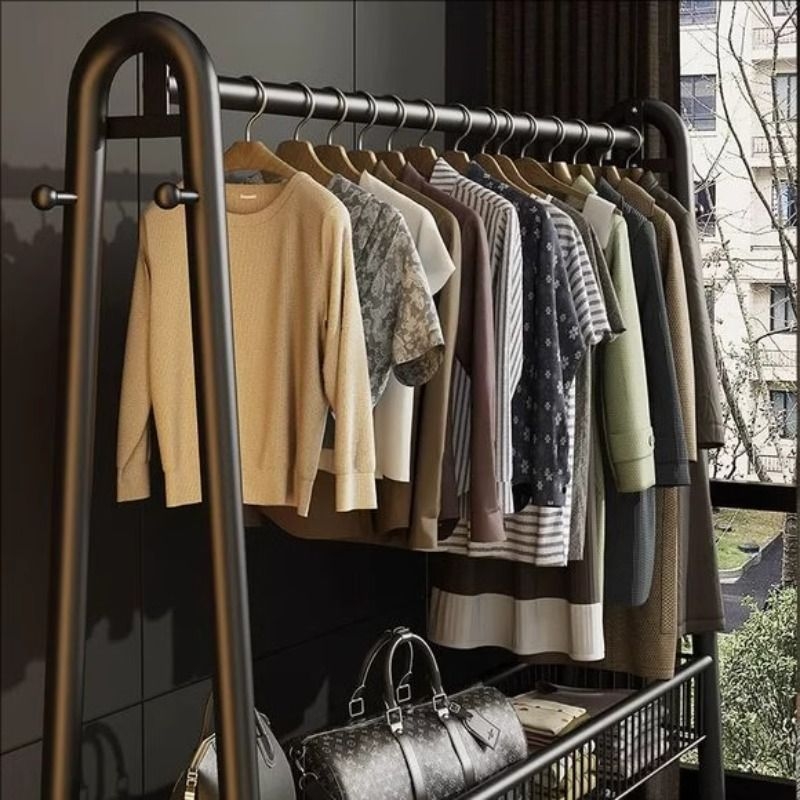 简易衣帽架落地室内房间挂衣架子可移动晾衣架家用卧室衣服收纳架