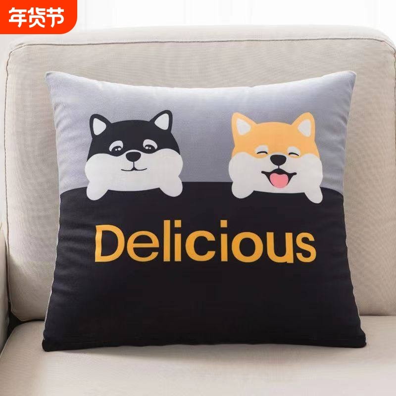 卡通可爱沙发抱枕学生午睡床头靠枕汽车用靠背办公客厅印花靠垫套