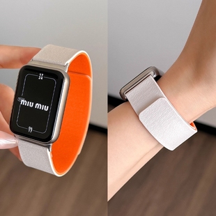 适用小米手环9pro表带8Pro手表腕带荔枝纹硅胶磁吸夏秋季 高级女生 智能运动八九代红米Watch54替换带男新款