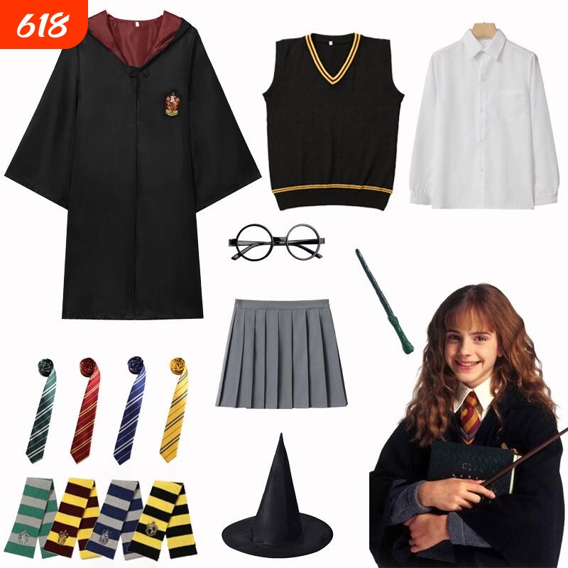 周边儿童cos服装魔法袍斗篷赫敏巫师袍波特学院万圣节演出服模特