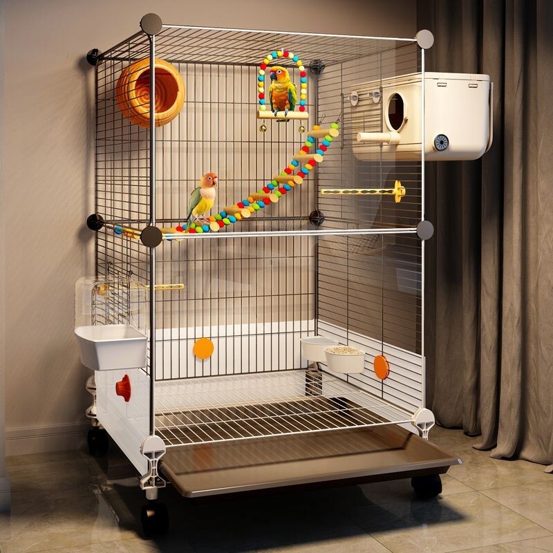 防溅粮鸟笼子家用超大号鹦鹉玄凤小太阳专用繁殖笼透明鸟别墅豪华