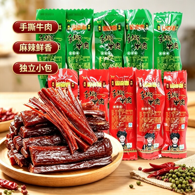 思奇香风干手撕牛肉五香四川大凉山特产牛肉干麻辣解馋小零食250g