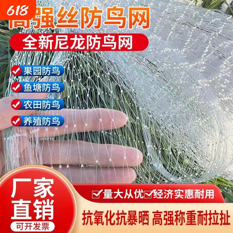 农用鱼线材质防鸟天网果树葡萄樱桃防鸟网鱼虾蟹池塘稻谷防鸟网