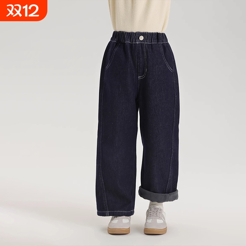 女童时尚复古宽松牛仔直筒裤