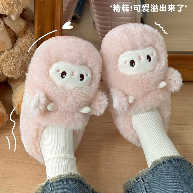 可爱小羊包跟棉拖鞋冬季