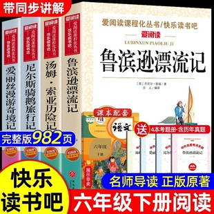 全套4册 课外书正版 原著完整版 快乐读书吧6下童年汤姆索亚历险记尼尔斯骑鹅旅行记爱丽丝漫游奇境孙 鲁滨逊漂流记六年级下册必读