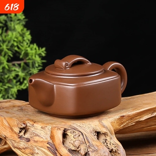 功夫茶具紫砂壶朱泥大号陶瓷壶小号手工方壶冲泡茶器宜兴茶壶单壶