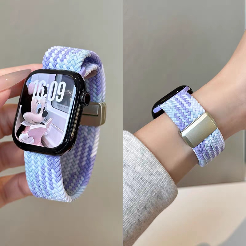 适用s10苹果手表带applewatch9编织磁吸10尼龙ultra智能运动9腕带