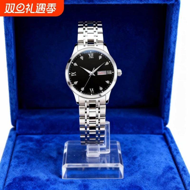 手表男款防水高级感全自动男表数字双日历防水腕表男机械风全自动