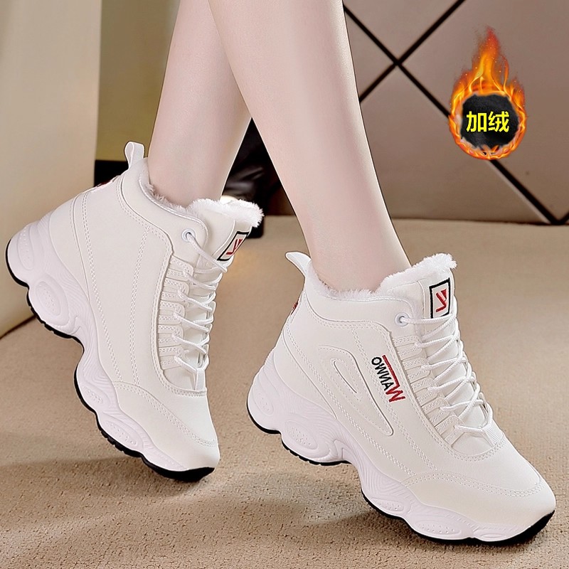 女鞋2025冬季新款加绒棉鞋百搭内增高妈妈中年保暖加绒短靴雪地靴