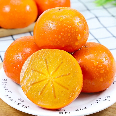 【脆甜】阳丰巧克力脆柿子新鲜水果当季黄甜硬柿子特产果整箱包邮