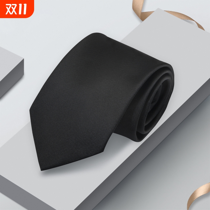 新款时尚商务西装8CM正装男士手打领带工作结婚学生职业宽黑色蓝