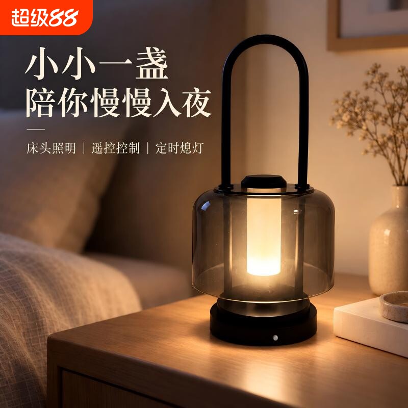 轻奢手提小夜灯LED充电遥控卧室宿舍床头氛围台灯酒吧餐厅桌灯图片