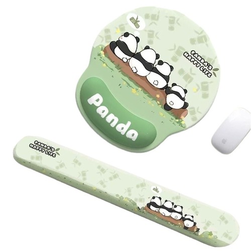 可爱熊猫护腕鼠标垫子女生办公保护手腕电脑键盘垫记忆棉手托