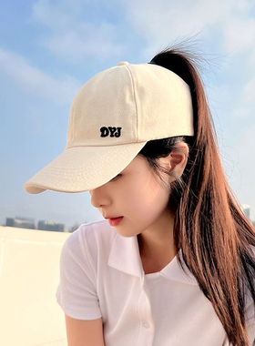 帽子女款2026新款棒球帽春夏遮阳空顶马尾防晒鸭舌帽黑色白色旅游