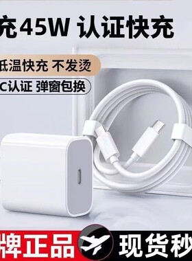 3C认证45W快充适用苹果17/16/15/14充电器头12pro数据线正品13插头x手机xrPD套装maxxs平板11p桃李闪充氮化镓