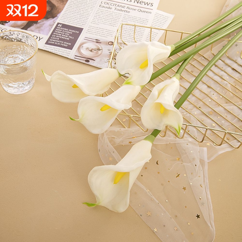 长枝马蹄莲海芋花仿真花手捧花家居装饰婚庆假花MW01店铺装饰逼真