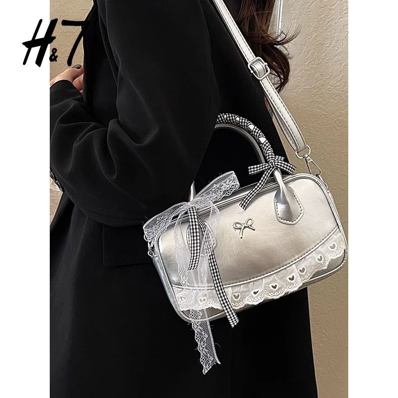 时尚百搭少女包包女年新款可爱蝴蝶结单肩斜挎手拎小方包手提