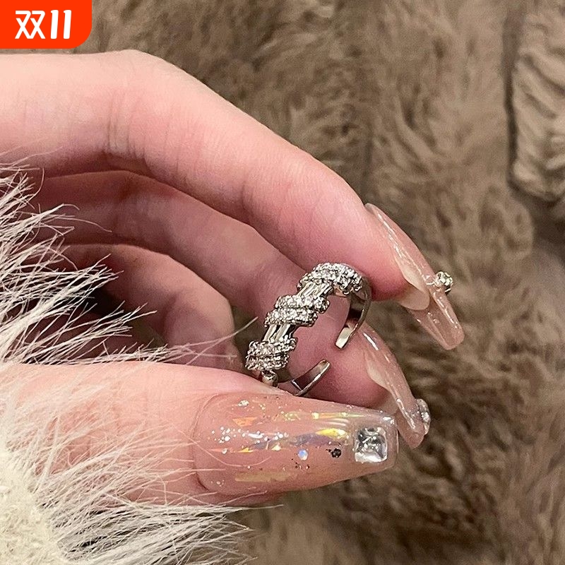 锆石气质款小众缠绕开口戒指女韩版简约个性指环百搭设计高级显白