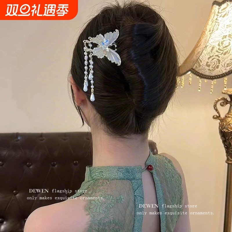 高级感珍珠U型发簪女2025新款后脑勺盘发簪子古风新中式发钗头饰