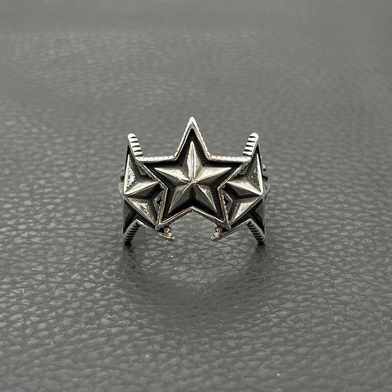 ODEK复古三连星星戒指?Cody Sanderson男女五芒星指环五角星时尚