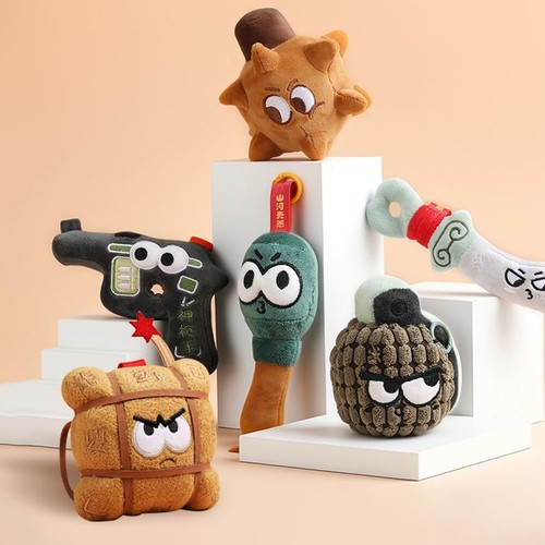 红色主题毛绒挂件钥匙扣潮玩武器解压神器创意玩偶礼品冰箱贴文创