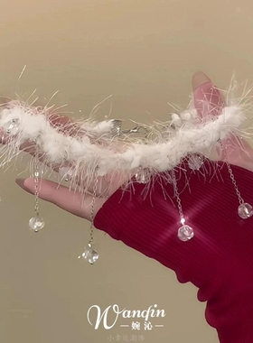 「绒夜星糖」圣诞节白色毛绒choker项链秋冬甜美百搭出片锁骨链女