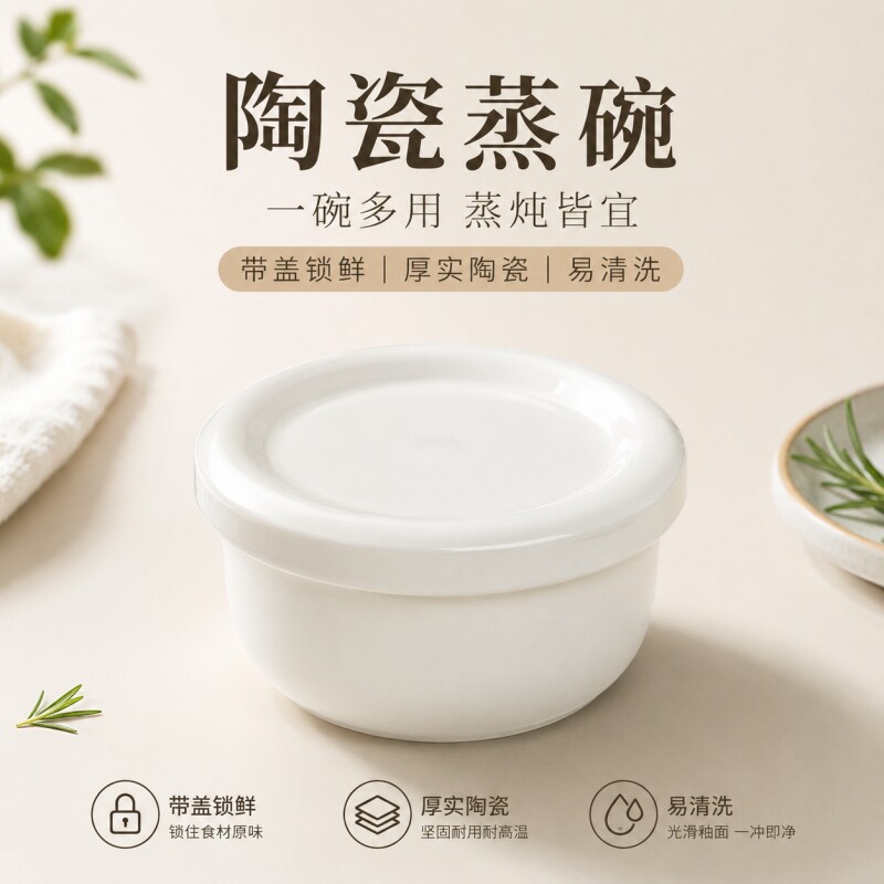 蒸蛋碗家用带盖陶瓷蒸鸡蛋羹专用图片