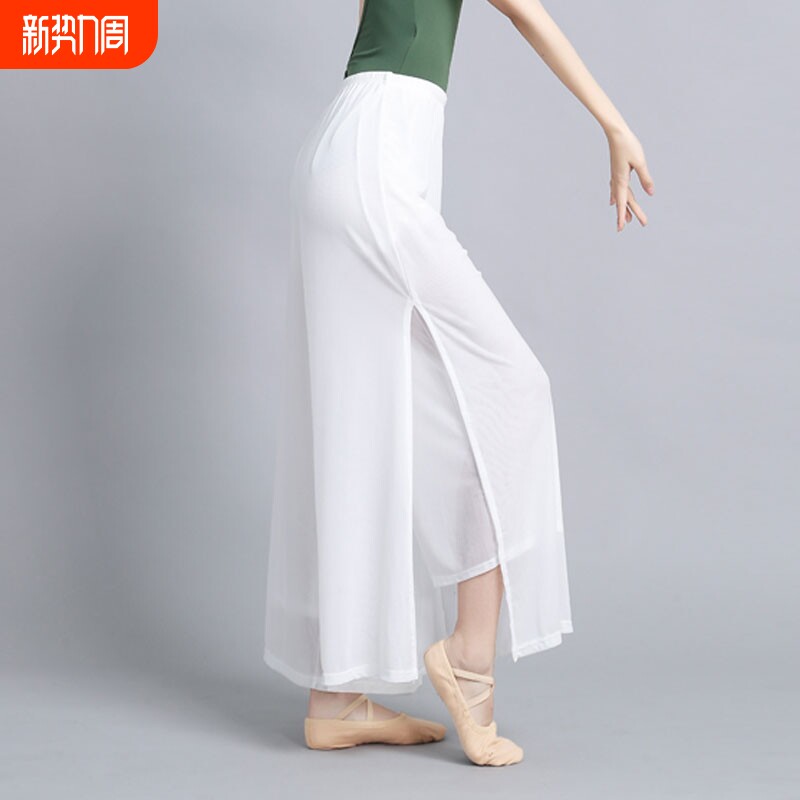 中国舞舞蹈演出服网纱身韵服练功裤宽松飘逸广场舞双层纱裤