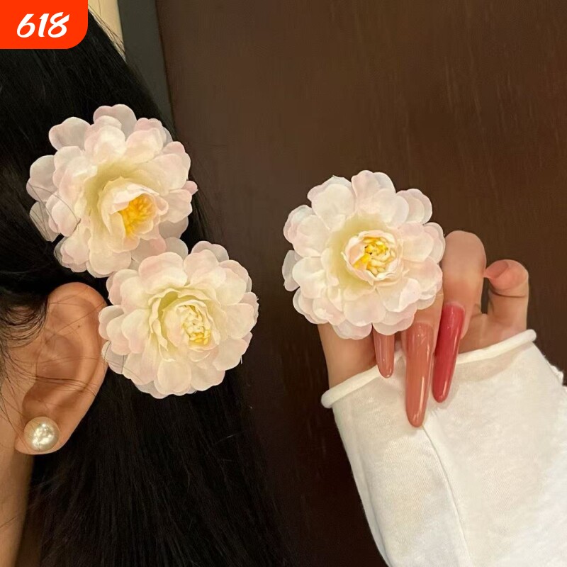 !樱花发夹!仿真花朵侧边发卡氛围感拍照头饰盘发器旅游婚礼短发