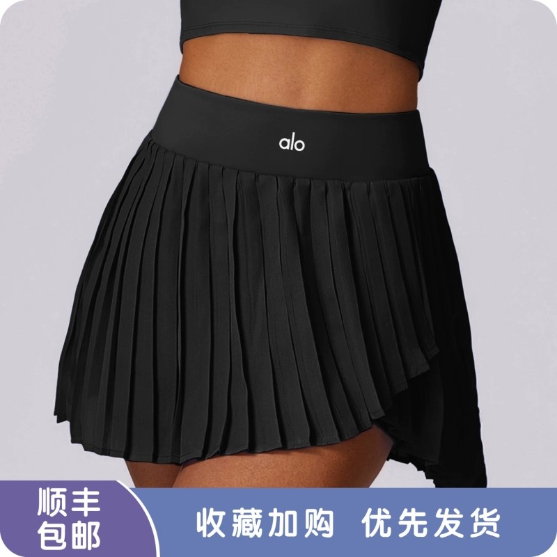 ALO YOGA瑜伽百褶裙假两件女健身短裙防走光网球裙裤速干夏季