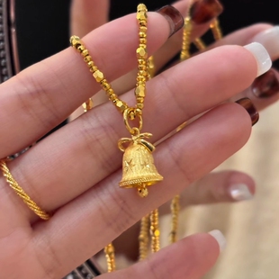 雪花小铃铛吊坠爆闪金珠项链新款冬季复古毛衣链锁骨链