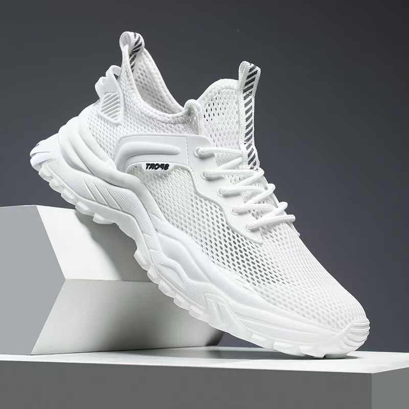 品牌断码2025新款夏季透气男鞋镂空网面轻便薄款网鞋白色学生运动