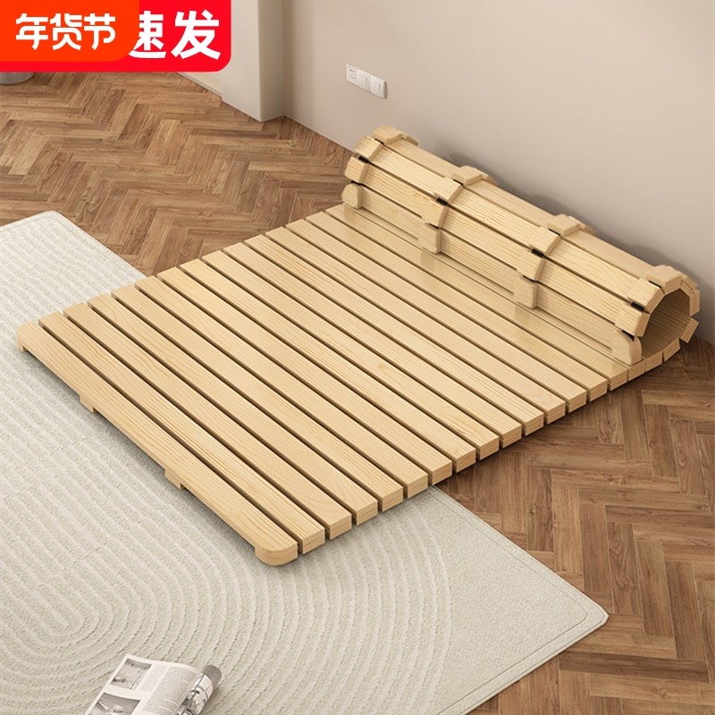 实木地板床加厚硬床板榻榻米防潮透气排骨架出租房折叠打地铺床架